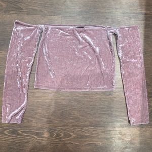 Kendall & Kylie Velvet Off-the-Shoulder Crop Top